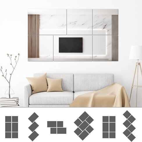 40 Pieces Flexible Mirror Sheets 6 x 9 Inch, 6 x 6 Inch Self Adhesive Mirror Tiles Non Glass Mirror Stickers Shatterproof Soft Mirror Wall Sticker Plastic Peel and Stick Mirrors for Crafts Home Decor in Saudi Arabia