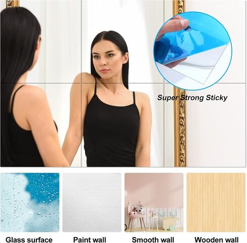 40 Pieces Flexible Mirror Sheets 6 x 9 Inch, 6 x 6 Inch Self Adhesive Mirror Tiles Non Glass Mirror Stickers Shatterproof Soft Mirror Wall Sticker Plastic Peel and Stick Mirrors for Crafts Home Decor in Saudi Arabia