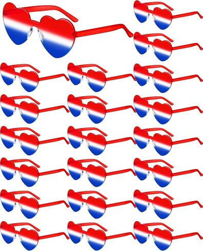 20 Pairs Heart Shaped Rimless Sunglasses Independence Day Party Sunglasses Memorial Day 4th of July Personality Sunglasses Red White Blue Eyewear Cute Candy Color Frameless Glasses for Women Men in Saudi Arabia