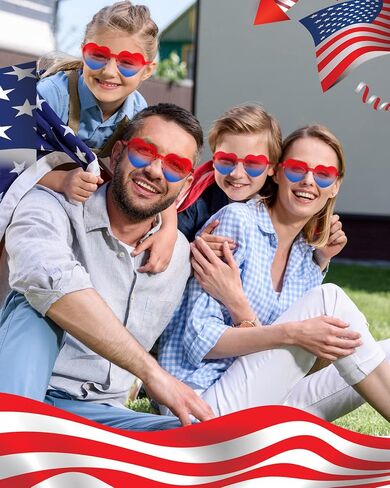 20 Pairs Heart Shaped Rimless Sunglasses Independence Day Party Sunglasses Memorial Day 4th of July Personality Sunglasses Red White Blue Eyewear Cute Candy Color Frameless Glasses for Women Men in Saudi Arabia