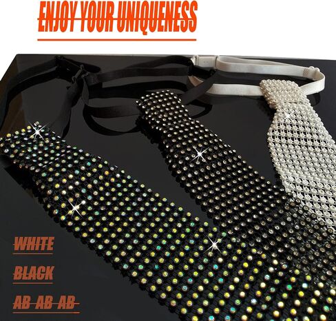 Rhinestone Necktie - Kids Men Women's Shine Sparkle Sequin Tie Great for Weddings,Halloween Cosplay Show Adjustable in Saudi Arabia