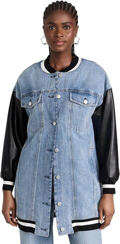 alice + olivia Women's Orten Short Vegan Varsity Jacket in Saudi Arabia