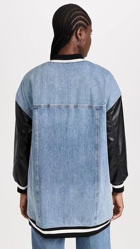 alice + olivia Women's Orten Short Vegan Varsity Jacket in Saudi Arabia
