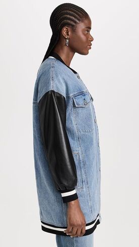 alice + olivia Women's Orten Short Vegan Varsity Jacket in Saudi Arabia