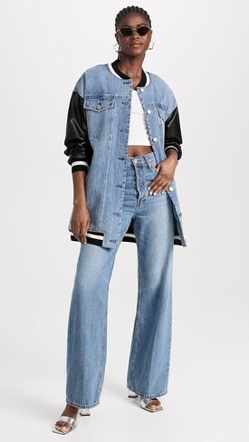 alice + olivia Women's Orten Short Vegan Varsity Jacket in Saudi Arabia