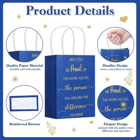 Gueevin 40 Pcs Employee Appreciation Bulk Thank You Gifts Paper Bags for Employee Pastor Coworker Social Worker Thank You Birthday Party Gift Team Appreciation Inspirational Gift(Kraft Color) in Saudi Arabia