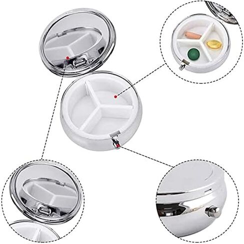 Pill Box,Anime Cute Green Kawaii Round Pill Box 3 Compartment Decorative Pocket Purse Portable Mini Travel Medicine Tablet Vitamin Holder Organizer Pill Case in Saudi Arabia