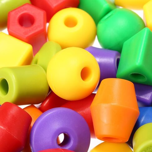 TOODOO سلسلة الخرز مع 100 خرزة، 10 سلاسل وجلد مجموعة الخرز للأطفال الصغار مرحلة ما قبل المدرسة التعلم التوحد المهني in Kuwait