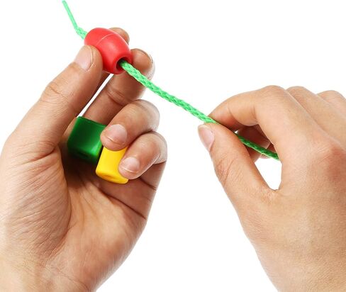 TOODOO سلسلة الخرز مع 100 خرزة، 10 سلاسل وجلد مجموعة الخرز للأطفال الصغار مرحلة ما قبل المدرسة التعلم التوحد المهني in Kuwait