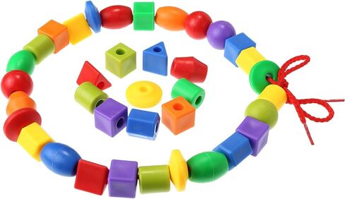 TOODOO سلسلة الخرز مع 100 خرزة، 10 سلاسل وجلد مجموعة الخرز للأطفال الصغار مرحلة ما قبل المدرسة التعلم التوحد المهني in Kuwait