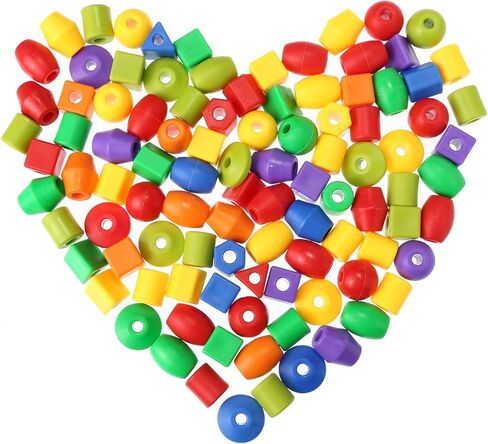 TOODOO سلسلة الخرز مع 100 خرزة، 10 سلاسل وجلد مجموعة الخرز للأطفال الصغار مرحلة ما قبل المدرسة التعلم التوحد المهني in Kuwait