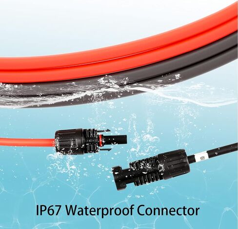 HQST Solar Panel Extension Cable 10 Feet 10AWG with Female and Male Connector Solar Panel Adaptor Kit Tool (10FT Red + 10FT Black) in Saudi Arabia