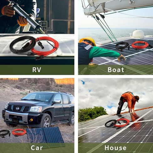 HQST Solar Panel Extension Cable 10 Feet 10AWG with Female and Male Connector Solar Panel Adaptor Kit Tool (10FT Red + 10FT Black) in Saudi Arabia