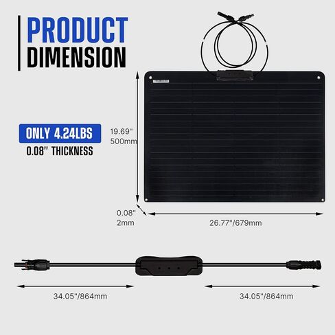 ATEM POWER Monocrystalline 55W Flexible Solar Panel 245° Bendable 12V Portable Solar Charger with Uneven Surfaces Lightweight for RV Tent Roof Boat Cabin Marine Camping in Saudi Arabia