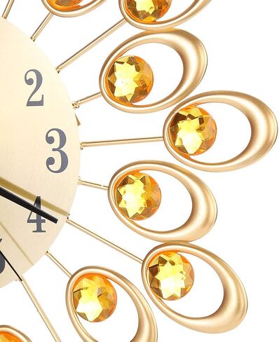 Sparkling Wall Clock, European Style Flower Clock Iron Art Battery Operated Hanging Wall Clock for Dining Room Living Room Office Home Bar Cafe 37cm Dia (Gold) in Saudi Arabia