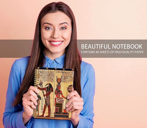 Ancient Egyptian Gods Hieroglyphics Mythology Art Lined Hardcover Spiral Notebook Journal 5.5×8.3 Inch,College Ruled Notebook for Work Notes Journaling,Egyptian History Gifts in Saudi Arabia