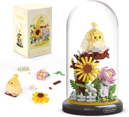 Owl Flower Bouquet Building Set for Adults, Animals Flowers Plants Decor with Dust Cover, Birthday Gift Building Toy for Boys Girls, 1123 PCS Mini Building Blocks, Not Compatible with Lego Set in Saudi Arabia