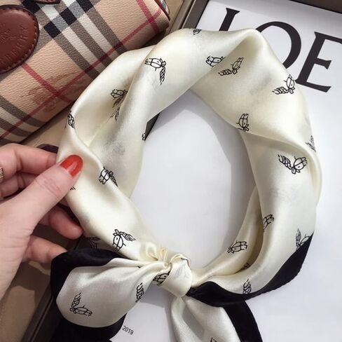 100% Mulberry Silk Scarfs for Women - 21" Lightweight Square Satin Head Scarf - Small Silk Hair Scarf for Sleeping in Saudi Arabia