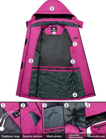 GEMYSE Women's Mountain Waterproof Ski Snow Jacket Warm Winter Windproof Rain Jacket Coat in Kuwait