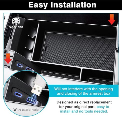 Autorder Center Console Organizer for Toyota Sienna 2024 2023 2022 2021 Accessories Armrest Storage Box Secondary Insert Tray with 2 Color Mats in Saudi Arabia