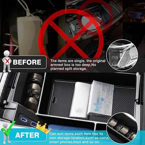 Autorder Center Console Organizer for Toyota Sienna 2024 2023 2022 2021 Accessories Armrest Storage Box Secondary Insert Tray with 2 Color Mats in Saudi Arabia