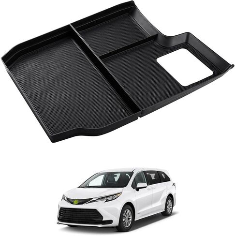 منظم وحدة التحكم المركزية من Autoorder لسيارة Toyota Sienna 2024 2023 2022 2021 ملحقات صندوق تخزين مسند الذراع صينية إدراج ثانوية مع سجادتين ملونتين in Saudi Arabia