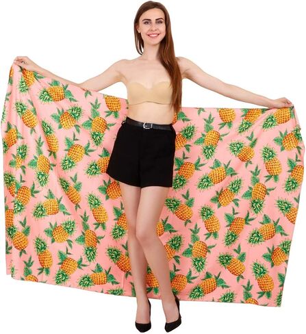 Pineapple Sarong Wraps for Women Mens Beach Pareo Hawaiian Cover up in Saudi Arabia