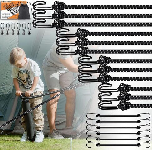 24 قطعة من حبال بنجي بأحجام متنوعة، تتضمن 18 بوصة، 24 بوصة، 31 بوصة، 40 بوصة حبال بنجي مع خطافات شديدة التحمل في الهواء الطلق، حزمة حزام حبل بنجي، حبال بنجي صغيرة و6 ربطات عنق كروية وحقيبة تنظيم متضمنة - أسود in Kuwait