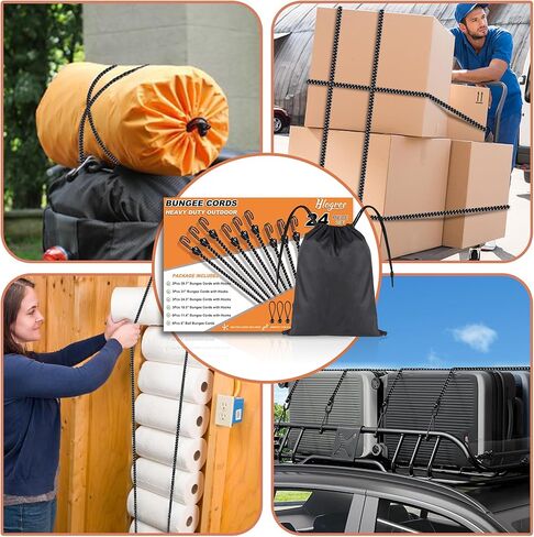 24 قطعة من حبال بنجي بأحجام متنوعة، تتضمن 18 بوصة، 24 بوصة، 31 بوصة، 40 بوصة حبال بنجي مع خطافات شديدة التحمل في الهواء الطلق، حزمة حزام حبل بنجي، حبال بنجي صغيرة و6 ربطات عنق كروية وحقيبة تنظيم متضمنة - أسود in Kuwait