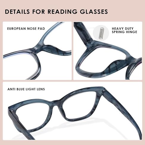 3 Pack Reading Glasses for Women, Blue Light Blocking Computer Readers with Spring Hinge, Ultra Lightweight & Highly Vision 3.0X in Saudi Arabia