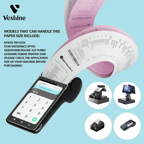 (10 لفات) طبقتان من اللفات الخالية من الكربون مقاس 3 بوصات × 95 قدمًا، ورق إيصالات أبيض/أصفر، ماكينة تسجيل المدفوعات النقدية بطبقتين in Kuwait