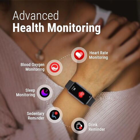 ZURURU Fitness Tracker Watch with Heart Rate Blood Oxygen Monitor, Slim Smart Watch for Men and Women in Kuwait