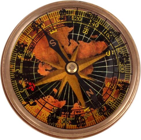 3" Antiqued Brass Poem Compass Nautical Brass Directional Compass Rustic Vintage Home Decor Gifts in Saudi Arabia