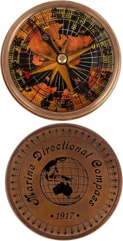 3" Antiqued Brass Poem Compass Nautical Brass Directional Compass Rustic Vintage Home Decor Gifts in Saudi Arabia