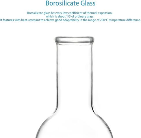 StonyLab Glass 250ml قارورة طويلة الرقبة مسطحة القاع، زجاج البورسليكات ثقيل الجدار مسطح القاع قارورة الغليان مع رقبة طويلة، 250 مل in Saudi Arabia