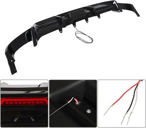 New Glossy Black Rear Bumper Lip Spoiler Lower Diffuser with Red Light Replacement for 2018 2019 2020 2021 Toyota Camry in Saudi Arabia
