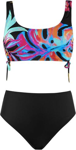 CUPSHE Women's Bikini Sets Bathing Suit High Waisted Square Neck Drawstring U Back Hook Wide Straps in Saudi Arabia