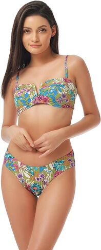 Lucky Brand Women's Shoreline V-Wire Bikini Top, Floral Print, Adjustable, Tie Back, Swimwear Separates in Saudi Arabia