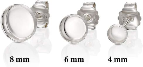 925 Sterling Silver Round Setting 4-10 mm Bezel Cups Stud Earrings with Post & Butterfly Backs in Saudi Arabia
