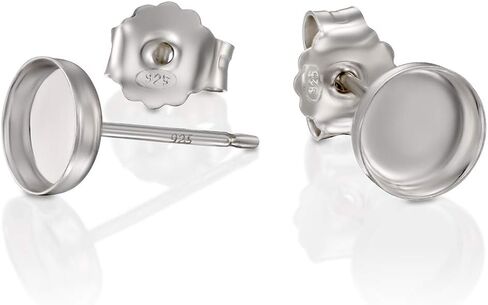 925 Sterling Silver Round Setting 4-10 mm Bezel Cups Stud Earrings with Post & Butterfly Backs in Saudi Arabia