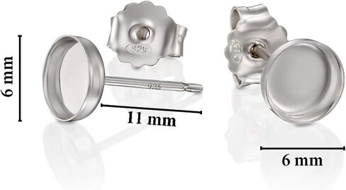 925 Sterling Silver Round Setting 4-10 mm Bezel Cups Stud Earrings with Post & Butterfly Backs in Saudi Arabia