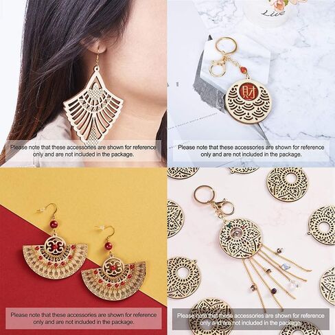 Wooden Dangle Earring Making Kit with 48Pcs Burlywood Filigree Pendants 48Pcs Jump Rings & 48Pcs Earring Hooks for DIY Craft in Saudi Arabia