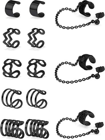 Kridzisw 13 Pcs Stainless Steel Ear Cuff Earrings Helix Cartilage Clip on Wrap Earring Non Piercing Cartilage Earrings for Women Girls Supplies, 8 Styles in Saudi Arabia