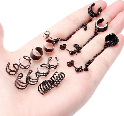 Kridzisw 13 Pcs Stainless Steel Ear Cuff Earrings Helix Cartilage Clip on Wrap Earring Non Piercing Cartilage Earrings for Women Girls Supplies, 8 Styles in Saudi Arabia