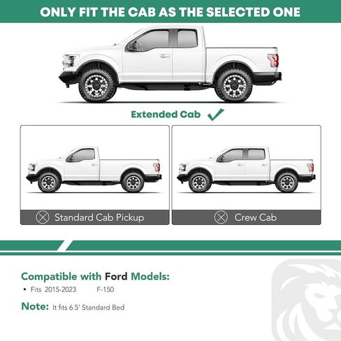 YHTAUTO 5 بوصات للجري قضبان جانبية تناسب Ford F-150 2015-2024، كابينة فائقة/ممتدة، سرير قياسي 6.5 بوصة، عجلة نهاية منحنية بيضاوية الشكل من الفولاذ الأسود إلى العجلة، قضبان جانبية للشاحنة in Kuwait