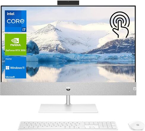 كمبيوتر HP Pavilion 27 الكل في واحد، شاشة لمس FHD مقاس 27 بوصة، معالج Intel Core i7-13700T من الجيل الثالث عشر، GeForce RTX 3050، ذاكرة الوصول العشوائي 32 جيجابايت، 1 تيرابايت SSD، لوحة مفاتيح وماوس لاسلكي، RJ-45، HDMI، Wi-Fi 6، Windows 11 بيت in Saudi Arabia