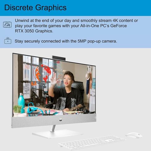 كمبيوتر HP Pavilion 27 الكل في واحد، شاشة لمس FHD مقاس 27 بوصة، معالج Intel Core i7-13700T من الجيل الثالث عشر، GeForce RTX 3050، ذاكرة الوصول العشوائي 32 جيجابايت، 1 تيرابايت SSD، لوحة مفاتيح وماوس لاسلكي، RJ-45، HDMI، Wi-Fi 6، Windows 11 بيت in Saudi Arabia