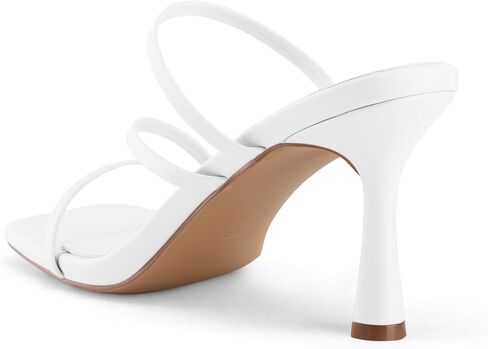 Shoe'N Tale Strappy Heels Women's Stiletto Mule Sandals | 3.37 Inch Kitten Heel, Square Open Toe Mule Sandals for Dressy Daily Outfits in Saudi Arabia
