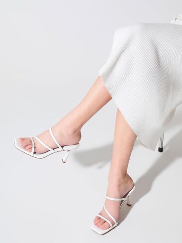 Shoe'N Tale Strappy Heels Women's Stiletto Mule Sandals | 3.37 Inch Kitten Heel, Square Open Toe Mule Sandals for Dressy Daily Outfits in Saudi Arabia