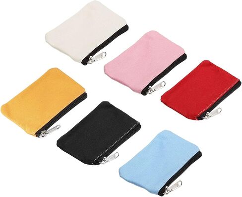 PATIKIL 3" x 5" Coin Purse Pouch, 6 Pack Change Purses Small Organizer Bags with Zipper Canvas for Home, Assorted Colors in Saudi Arabia